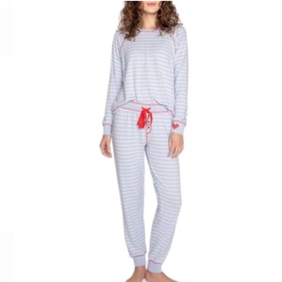 PJ Salvage Women's Ski Jammie Classic Pajama Set - Plaid Printed Thermal Lounge Set With Henley Top & Tie-Waist Pants - View #7